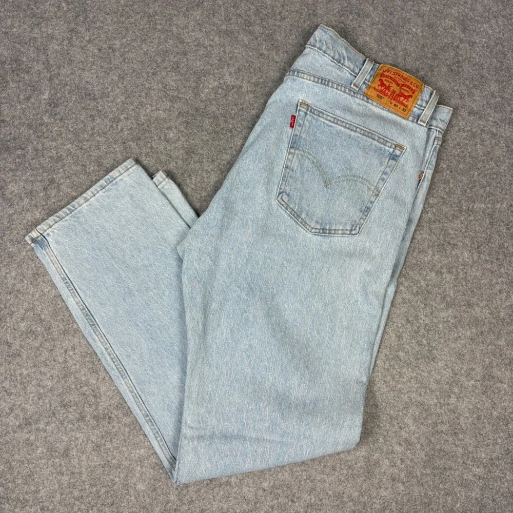 Levis 505 Regular Fit Light Wash Blue Denim Jeans Mens 40x32 Straight Leg